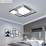 Minimalist Black Led Flush Mount Ceiling Light Fixture For Bedroom - Square Acrylic