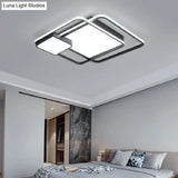 Minimalist Black Led Flush Mount Ceiling Light Fixture For Bedroom - Square Acrylic