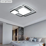 Minimalist Black Led Flush Mount Ceiling Light Fixture For Bedroom - Square Acrylic
