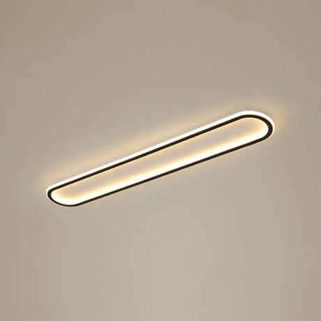 Minimalist Black Led Flush Mount Ceiling Light For Corridor With Acrylic Oblong Shape / 39’