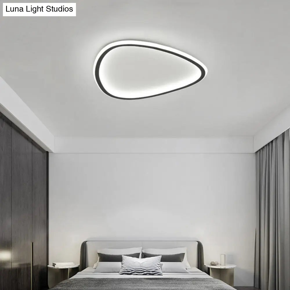 Minimalist Black Led Teardrop Metal Ceiling Light - Warm/White/3 Color Options 15’/19’ Width