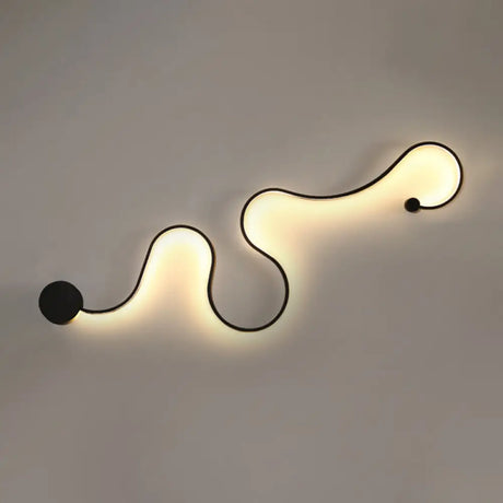 Minimalist Black Led Wall Sconce Light For Hallways - Curved Design Metal Construction