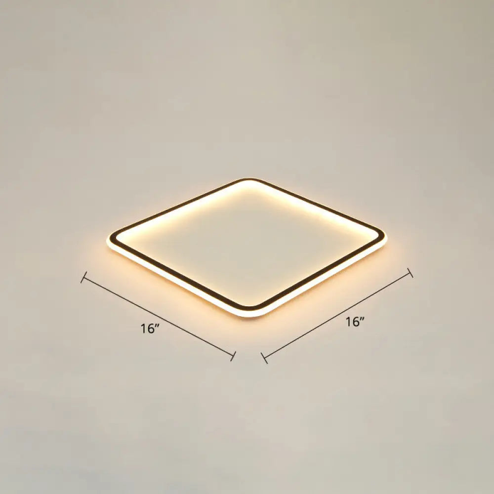 Minimalist Black Metal Flush Mount Ceiling Lamp With Square Ultrathin Led - Perfect For Bedrooms /