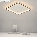 Minimalist Black Metal Flush Mount Ceiling Lamp With Square Ultrathin Led - Perfect For Bedrooms