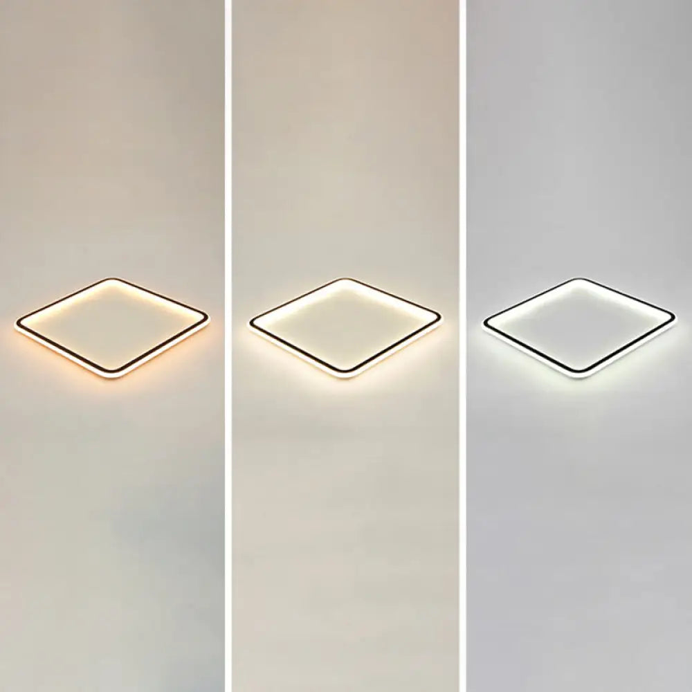 Minimalist Black Metal Flush Mount Ceiling Lamp With Square Ultrathin Led - Perfect For Bedrooms /