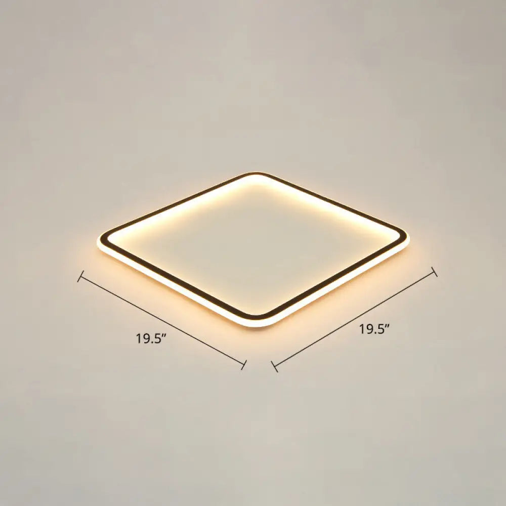 Minimalist Black Metal Flush Mount Ceiling Lamp With Square Ultrathin Led - Perfect For Bedrooms /