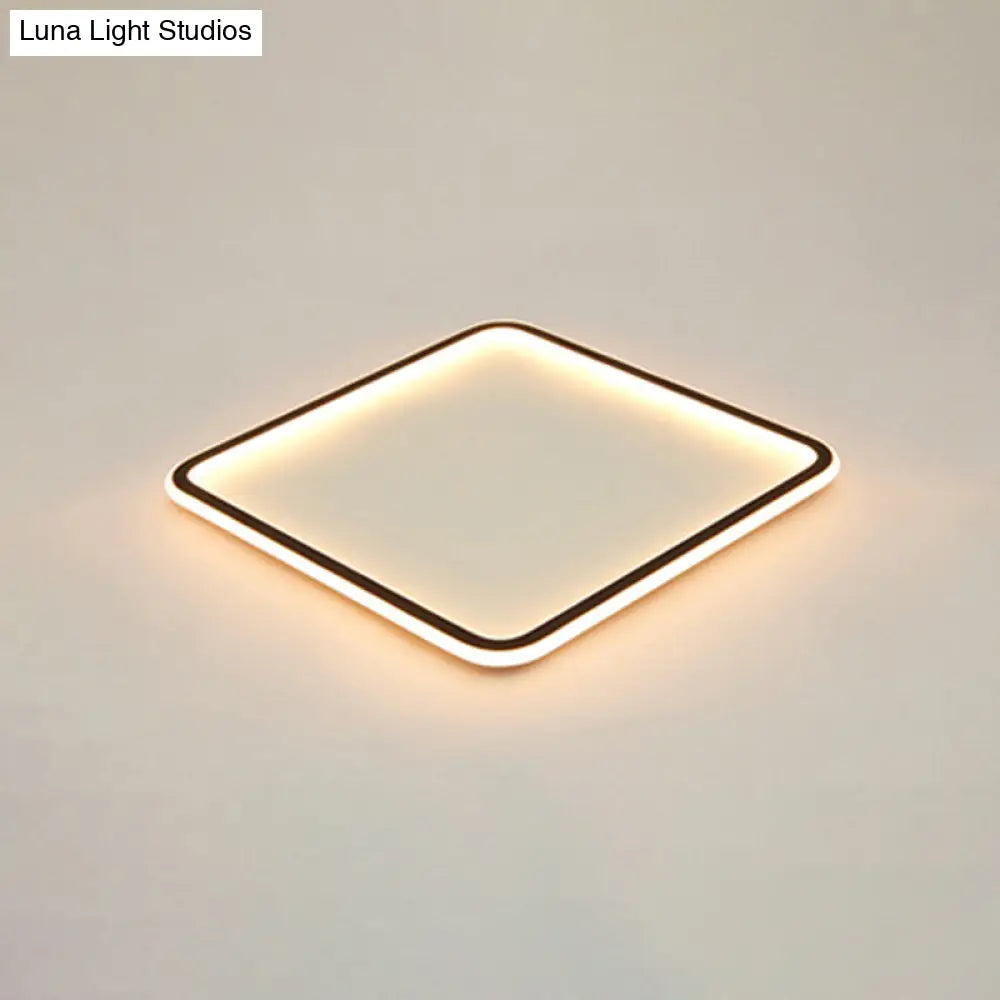 Minimalist Black Metal Flush Mount Ceiling Lamp With Square Ultrathin Led - Perfect For Bedrooms