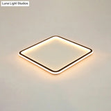 Minimalist Black Metal Flush Mount Ceiling Lamp With Square Ultrathin Led - Perfect For Bedrooms