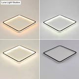 Minimalist Black Metal Flush Mount Ceiling Lamp With Square Ultrathin Led - Perfect For Bedrooms