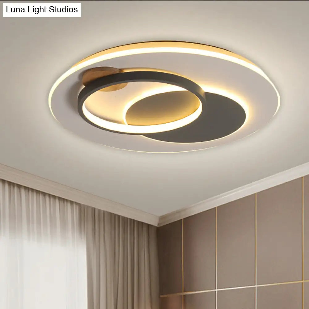 Minimalist Black Multi - Ring Led Ceiling Fixture - 16.5’/20.5’ Diameter Flush Mount Lamp In