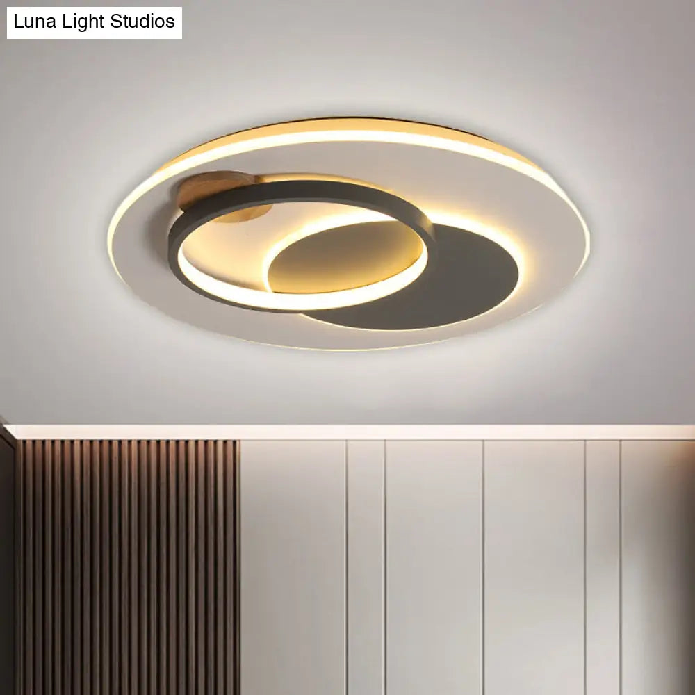 Minimalist Black Multi-Ring Led Ceiling Fixture - 16.5/20.5 Diameter Flush Mount Lamp In