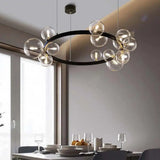 Minimalist Black Pendant Chandelier with Clear Glass Orb - Ideal Dining Room Lighting Fixture 15 / Black