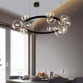Minimalist Black Pendant Chandelier with Clear Glass Orb - Ideal Dining Room Lighting Fixture 15 / Black