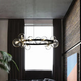Minimalist Black Pendant Chandelier with Clear Glass Orb - Ideal Dining Room Lighting Fixture 24 / Black