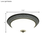 Minimalist Black Semi - Globe Led Ceiling Light With Opaline Glass Flush Mount For Bedroom