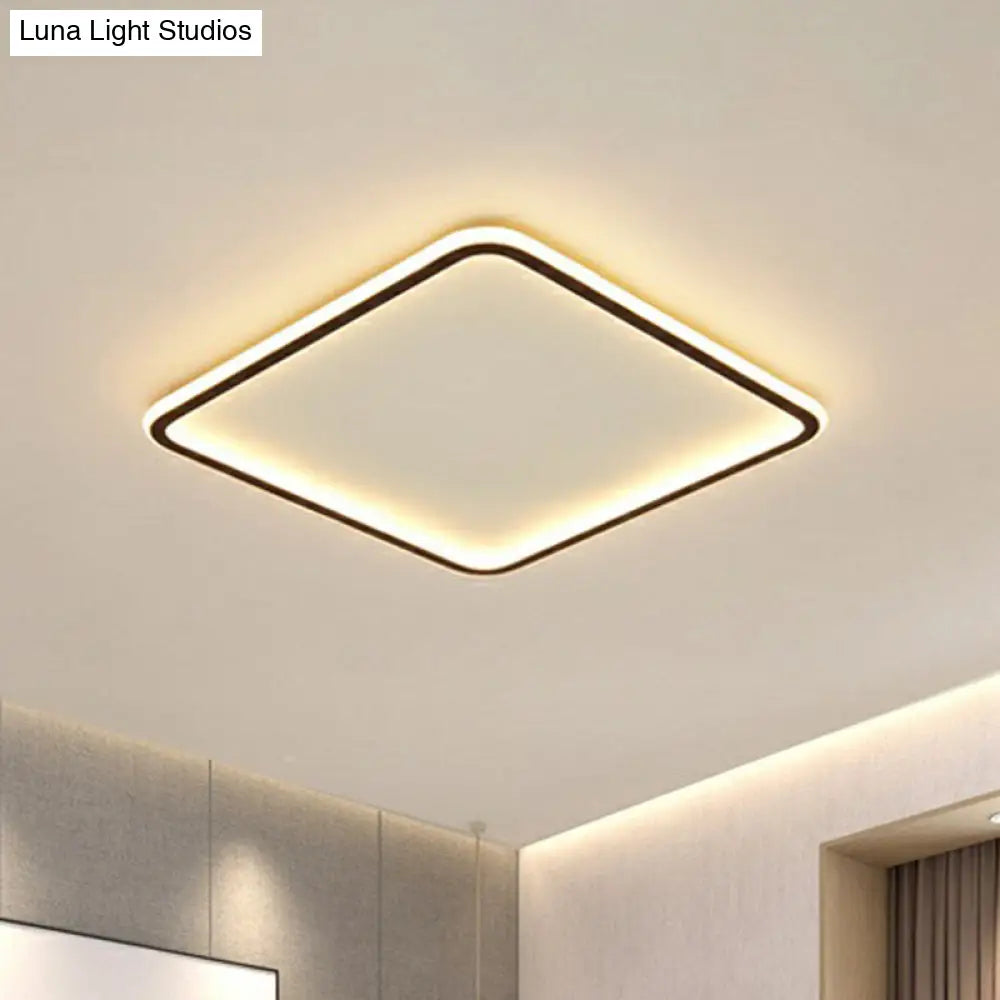 Minimalist Black Square Led Flush Ceiling Lamp - Ultrathin Acrylic Bedroom Light Fixture / 16 Warm
