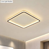 Minimalist Black Square Led Flush Ceiling Lamp - Ultrathin Acrylic Bedroom Light Fixture / 16 Warm