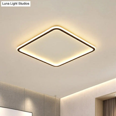 Minimalist Black Square Led Flush Ceiling Lamp - Ultrathin Acrylic Bedroom Light Fixture / 16 Warm