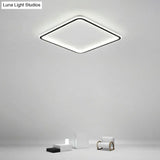 Minimalist Black Square Led Flush Ceiling Lamp - Ultrathin Acrylic Bedroom Light Fixture / 16 Third