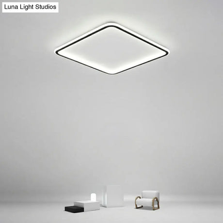 Minimalist Black Square Led Flush Ceiling Lamp - Ultrathin Acrylic Bedroom Light Fixture / 16 Third