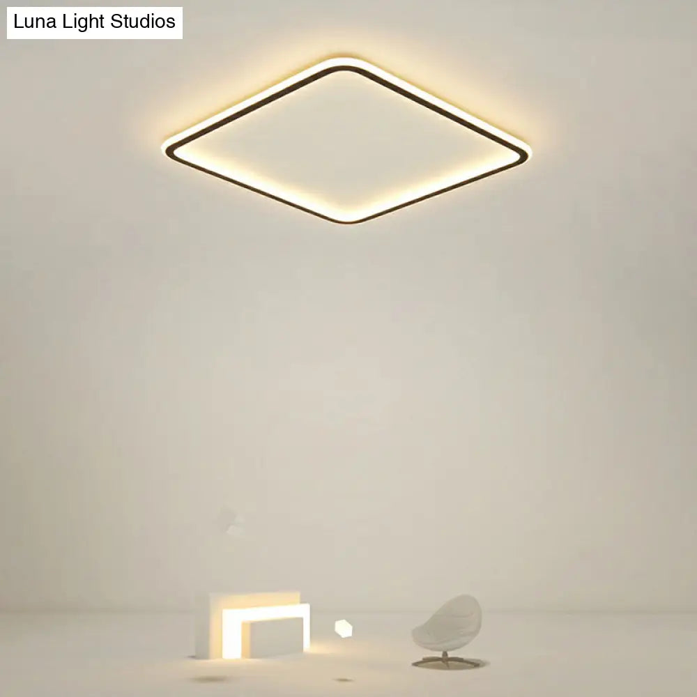 Minimalist Black Square Led Flush Ceiling Lamp - Ultrathin Acrylic Bedroom Light Fixture / 16 Remote