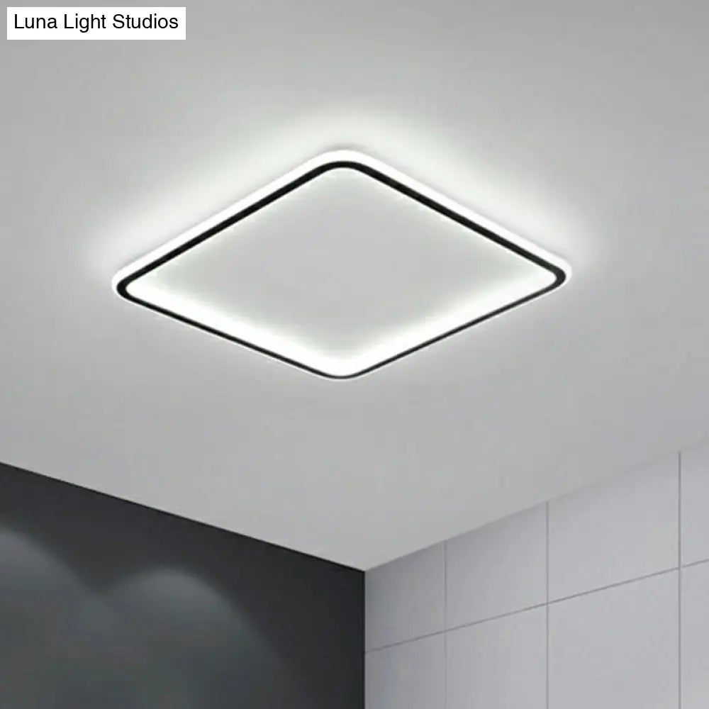 Minimalist Black Square Led Flush Ceiling Lamp - Ultrathin Acrylic Bedroom Light Fixture / 16 White