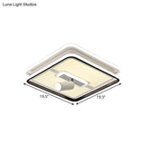 Minimalist Black Square Panel Flush Led Ceiling Lamp - 19.5’/23.5’ Wide Warm/White Light