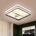 Minimalist Black Square Panel Flush Led Ceiling Lamp - 19.5’/23.5’ Wide Warm/White Light /