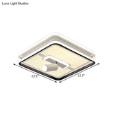 Minimalist Black Square Panel Flush Led Ceiling Lamp - 19.5’/23.5’ Wide Warm/White Light