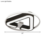 Minimalist Black Triangle Led Flush Light With Halo Ring For Close To Ceiling - 19’/22’ Wide