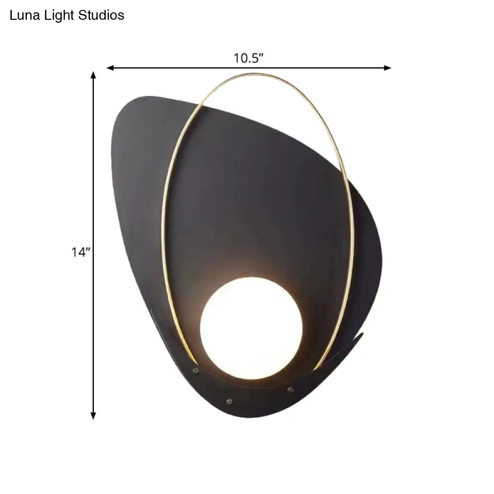 Minimalist Black Triangular Wall Lamp With White Glass Shade