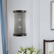 Minimalist Black Wall Sconce With Crystal Strip & 2 Bulbs - Bedside Lamp