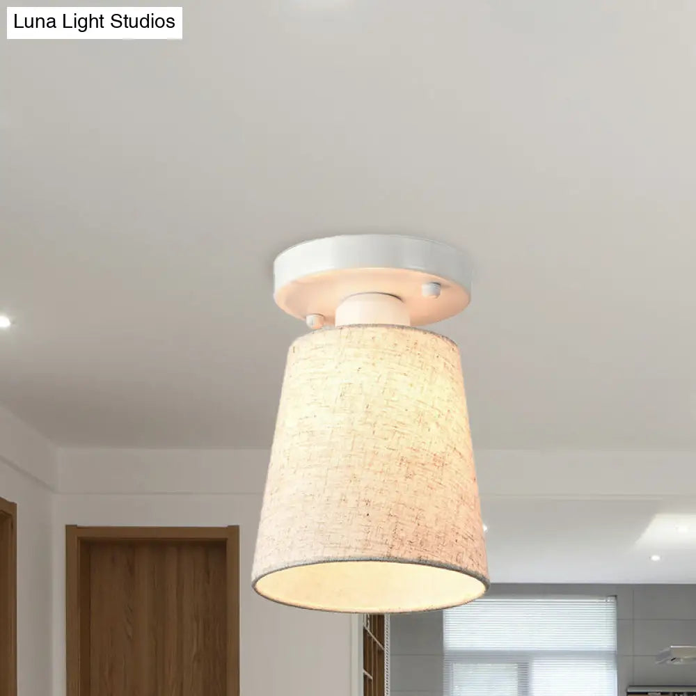 Minimalist Black/White Fabric Semi Flush Mount Bedroom Lamp