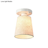 Minimalist Black/White Fabric Semi Flush Mount Bedroom Lamp