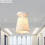 Minimalist Black/White Fabric Semi Flush Mount Bedroom Lamp