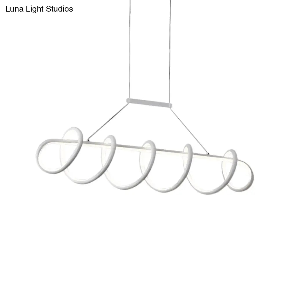Minimalist Black/White Led Ceiling Light For Dining Room: Twisted Metallic Island Lighting