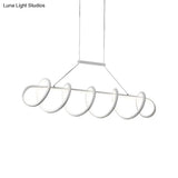Minimalist Black/White Led Ceiling Light For Dining Room: Twisted Metallic Island Lighting
