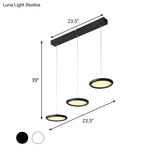 Minimalist Black/White Multi-Light Pendant With 3 Acrylic Disc Lights - Warm/White Light Ideal For