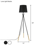 Minimalist Black/White Tapered Floor Lamp With Brass Accents