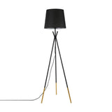 Minimalist Black/White Tapered Floor Lamp With Brass Accents Black