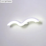 Minimalist Black/White Wavelet Led Wall Sconce With Frosted Diffuser Available In 16 23.5 Or 31.5