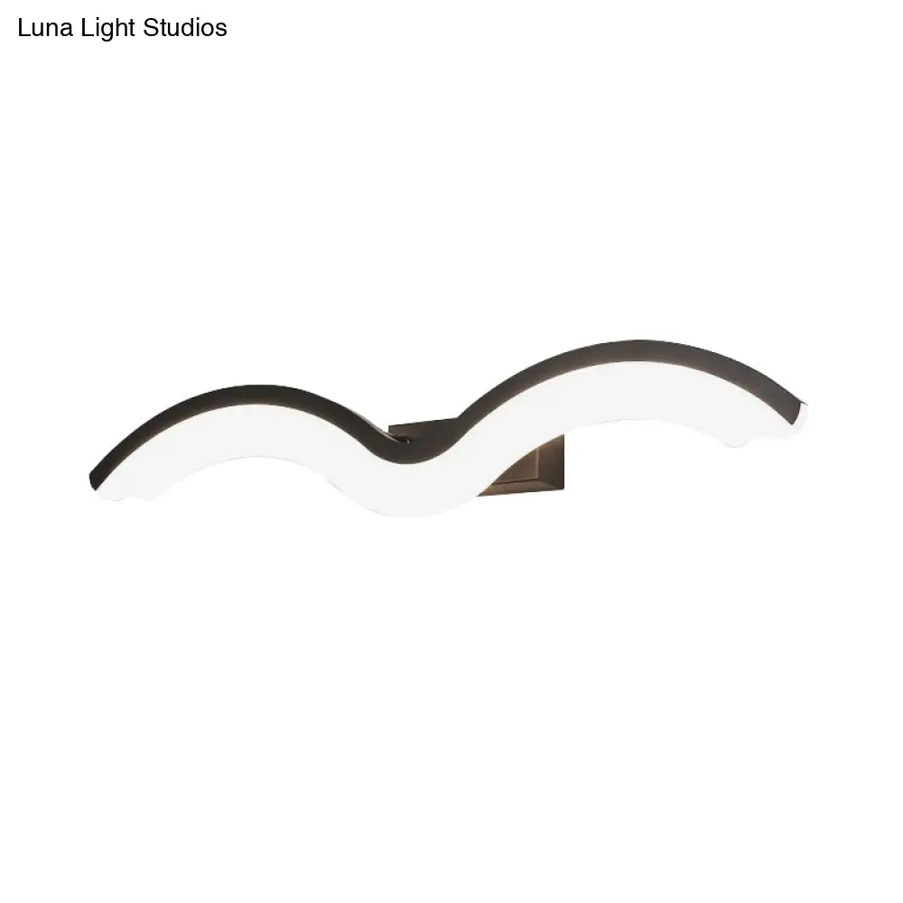Minimalist Black/White Wavelet Led Wall Sconce With Frosted Diffuser Available In 16 23.5 Or 31.5