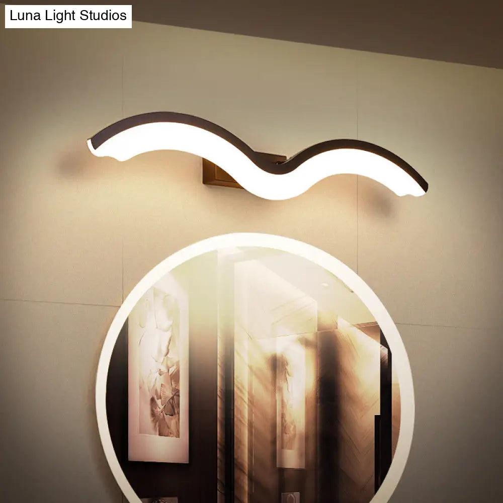 Minimalist Black/White Wavelet Led Wall Sconce With Frosted Diffuser Available In 16 23.5 Or 31.5