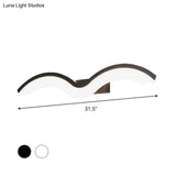 Minimalist Black/White Wavelet Led Wall Sconce With Frosted Diffuser Available In 16 23.5 Or 31.5