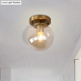 Minimalist Blue/Tan Spherical Glass Flushmount Ceiling Light For Balcony