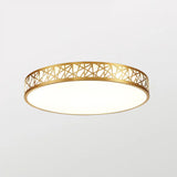 Minimalist Brass Ceiling Light With Geometric Design And Led Flushmount / 16’ Round