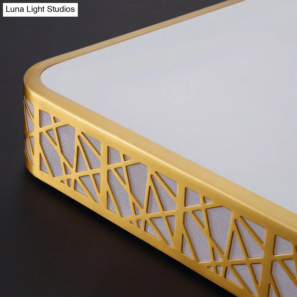 Minimalist Brass Ceiling Light With Geometric Design And Led Flushmount