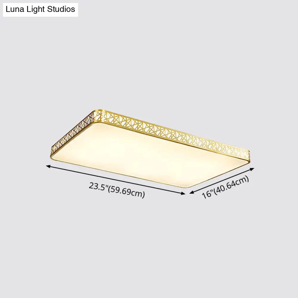 Minimalist Brass Ceiling Light With Geometric Design And Led Flushmount