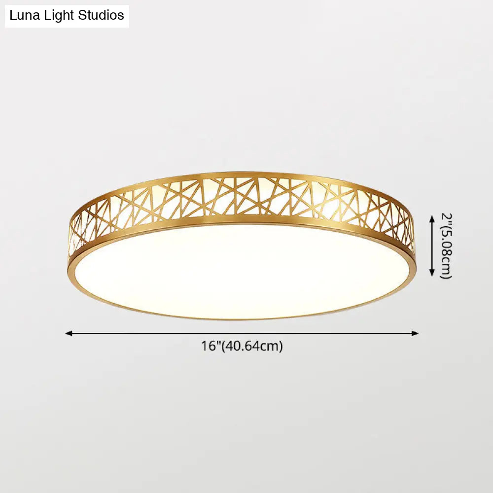 Minimalist Brass Ceiling Light With Geometric Design And Led Flushmount