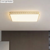 Minimalist Brass Ceiling Light With Geometric Design And Led Flushmount